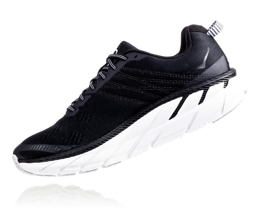 Walking Shoes Womens - Hoka One One Clifton 6 - Black/White - RCOEAUG-93